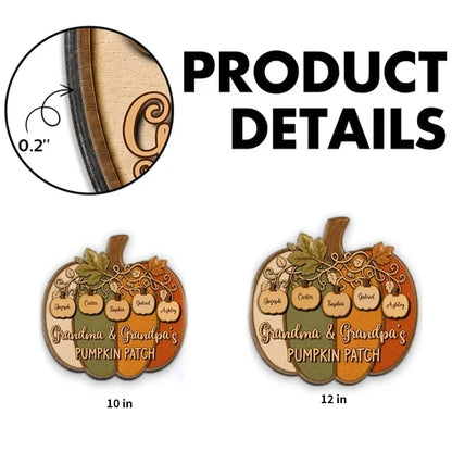 Personalized Wooden Sign, Colorful Pumpkin Patch Front Door Decor, Unique Fall Gift for Grandma & Grandpa