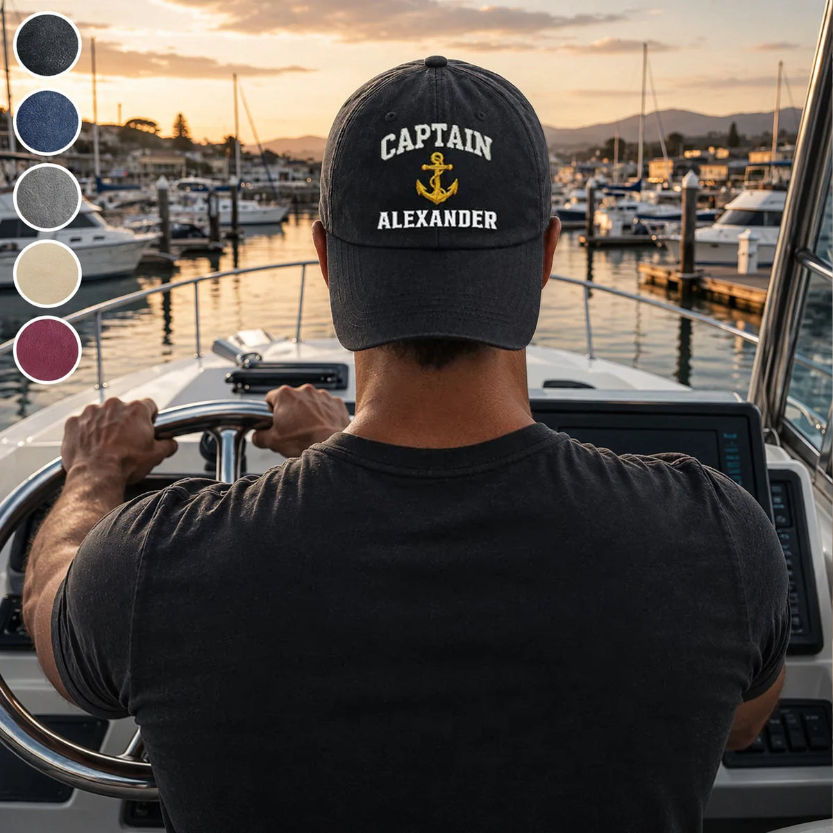 Custom Washed Denim Baseball Cap for Sailing Captain, Creative Gift for Days at Sea
