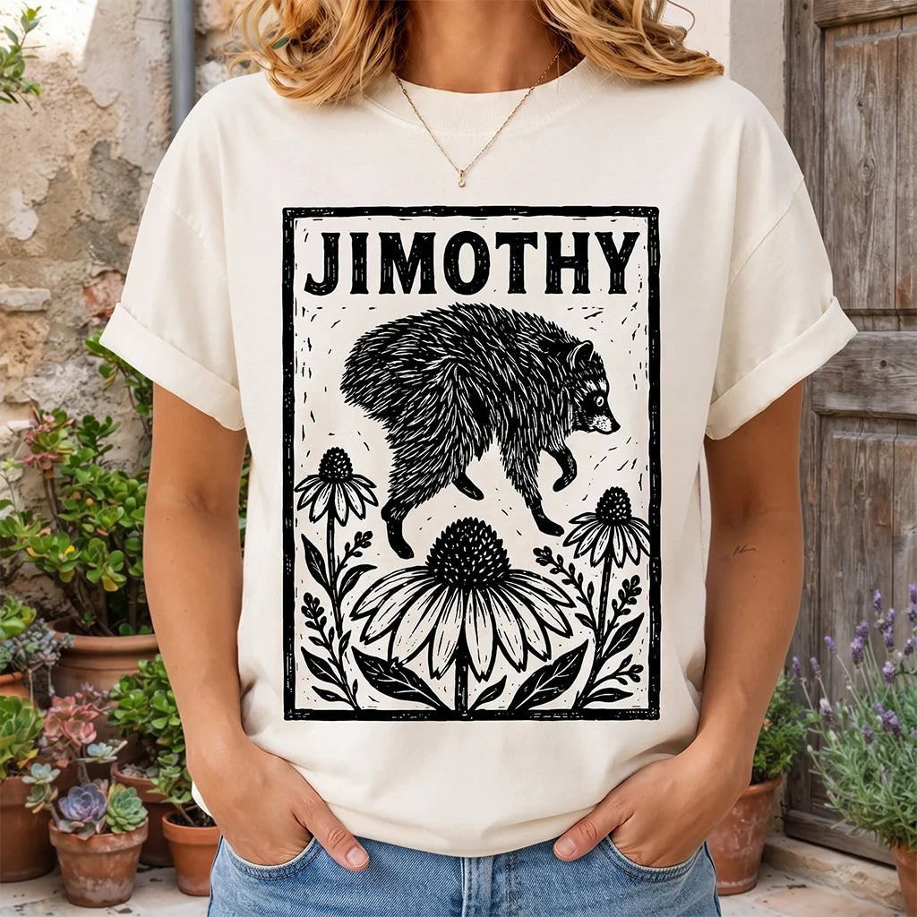 Viral Jimothy Raccoon Classic Tee, Custom Funny Animal Shirt, Creative Gift for Everyday Casual Style
