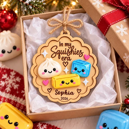 Personalized Wooden Ornament, Cute Squishy Characters for Christmas Tree, Unique Gift for Kids