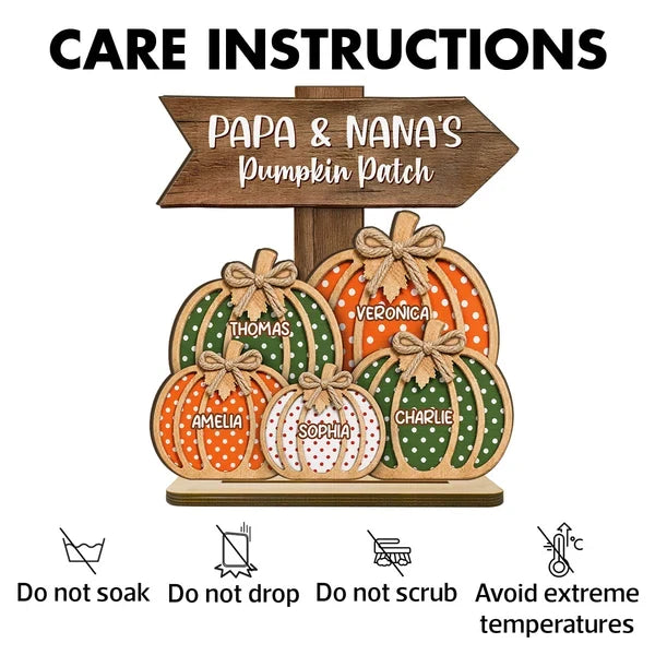 Personalized 2-Layer Wooden Plaque, Papa & Nana's Polka Dot Pumpkin Patch, Unique Fall Gift for Grandparents