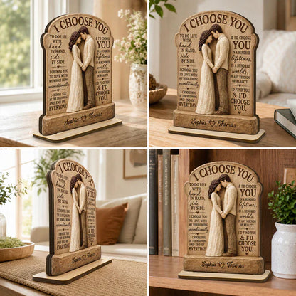 Personalized Wooden Plaque, I Choose You Couple Hand in Hand, Unique Anniversary Gift