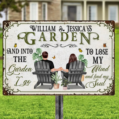 Rectangular Iron Sign for Gardening Couples with Custom Design