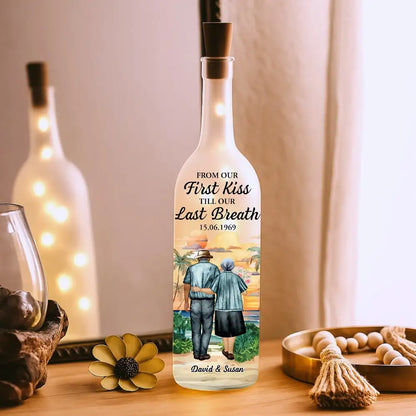 From Our First Kiss Till Our Last Breath – Personalized Bottle Lamp Gift for Couples