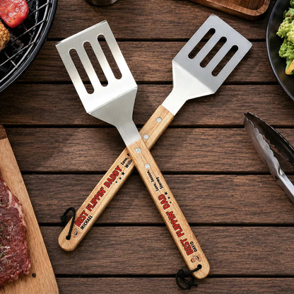 Personalized Wooden Grill Spatula for Dad, Unique BBQ Gift with Funny Red Grill Design