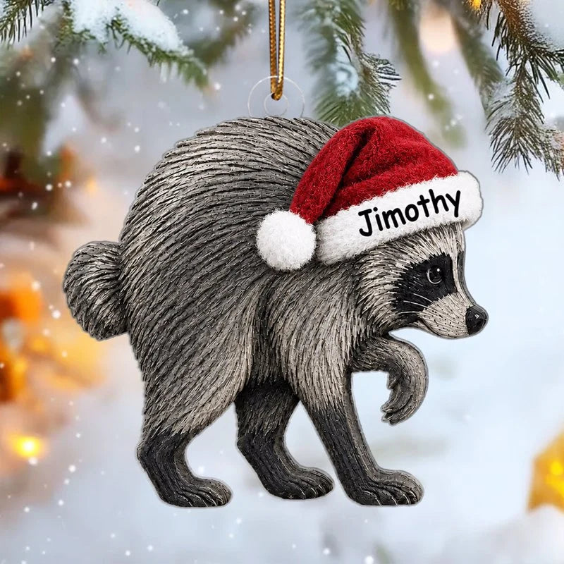 Viral Jimothy Raccoon Acrylic Ornament, Funny Santa Hat Christmas Tree Keepsake, Creative Gift for Animal Lovers