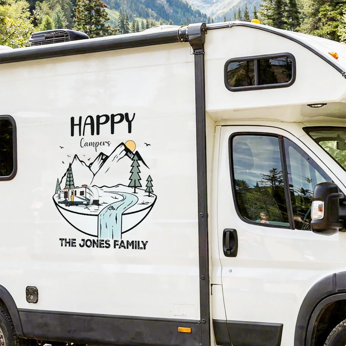 Happy Campers Personalized Sticker Decal, Forest Adventure Keepsake, Creative Gift for RV and Camping Lovers