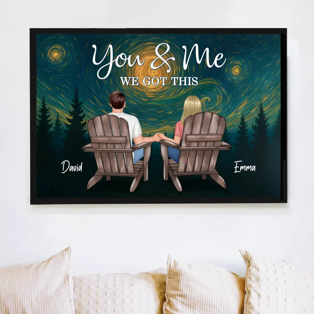 Together Since Starry Night Poster – Custom Back View Couple Art, Romantic Gift for Anniversary
