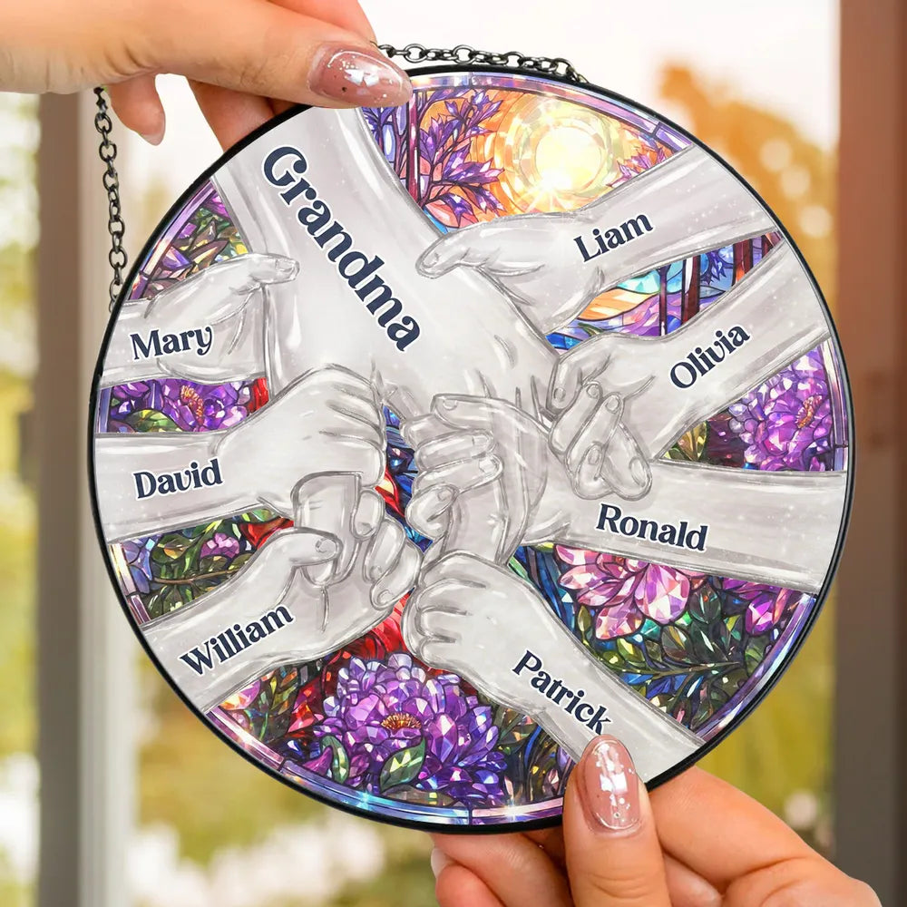Hold Our Hands And Our Hearts 2 - Personalized Custom Window Hanging Suncatcher