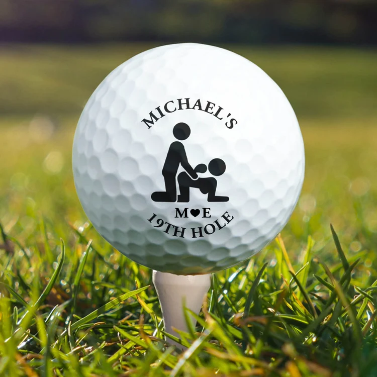 19th Hole Personalized Golf Ball with Playful Adult Humor, Creative Golf Gift for Him and Couples