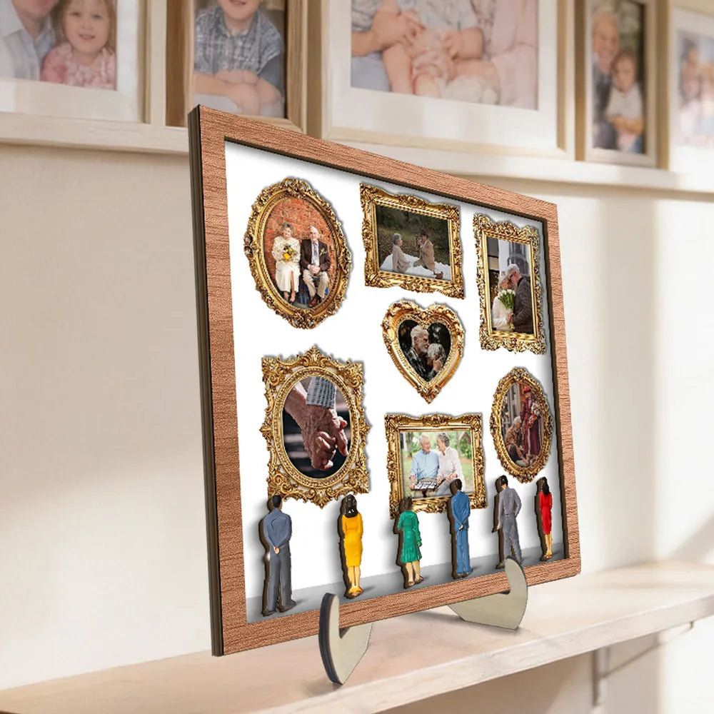 Personalized 2-Layer Wooden Plaque Photo Gallery Collage, museum-style love story display, unique gift for a couple