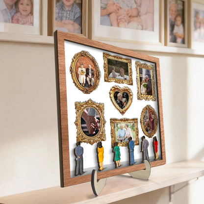 Personalized 2-Layer Wooden Plaque Photo Gallery Collage, museum-style love story display, unique gift for a couple