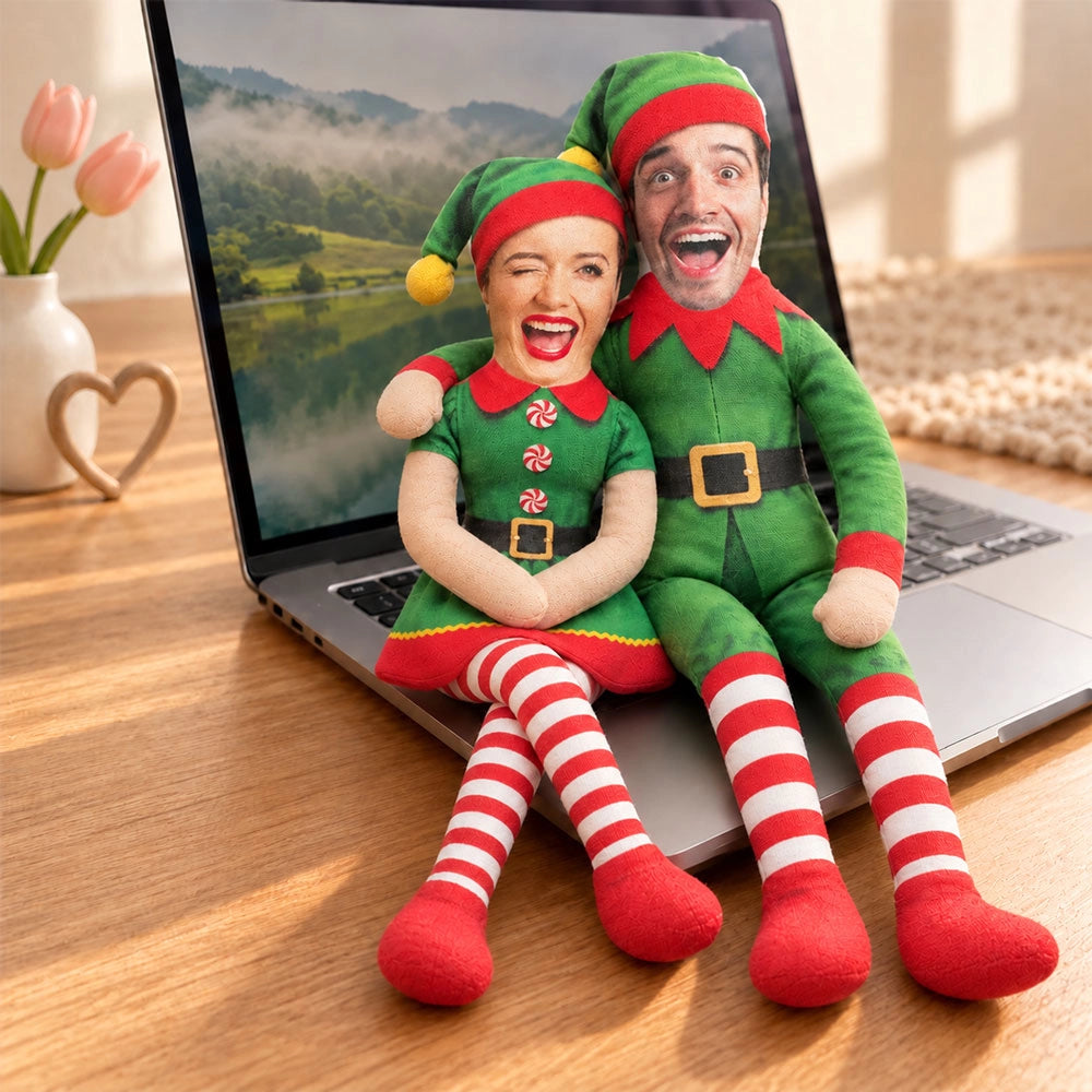 Photo Squishy Plush Doll, Personalized Christmas Elves for Shared Holiday Laughs, Creative Gift for Couples