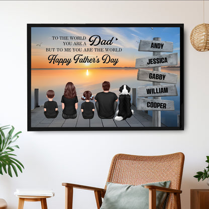 Personalized Family Back View Poster for Dad | Custom Canvas Gift