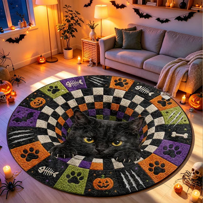 Spooky Black Cat Vortex Shaped Doormat, Personalized Entryway Decor and Creative Gift for Pet Owners
