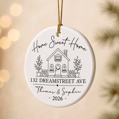 Home Sweet Home Ceramic Ornament, Personalized Tree Keepsake, Creative Housewarming Gift for New Homeowners