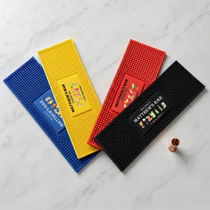 Personalized Bartender Mat, Custom Cocktail Bar Mat with Name & Drink Choices, Unique Gift for Cocktail Lovers and Home Bar Setup