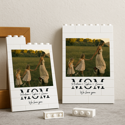 Custom PVC Building Brick Puzzle with Your Photo, Sweet Mom and Kids Kissing Scene, Meaningful Keepsake Gift for Mom