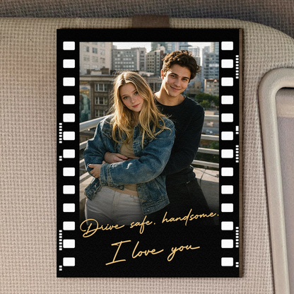 Wooden Car Hanger Personalized Photo Film Strip, Romantic Couple Keepsake for the Rearview Mirror, Thoughtful Gift for Partner