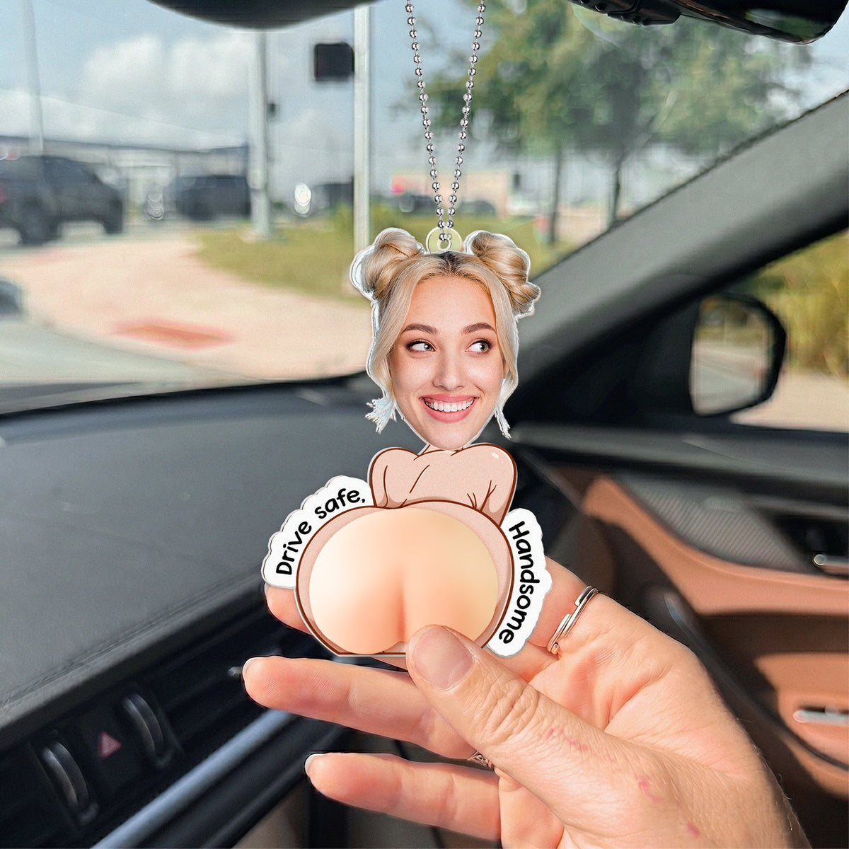 Drive Safe I Love You Silicone Butt Acrylic Car Hanger, Funny Custom Creative Gift for Partner