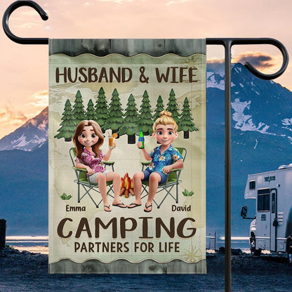 Making Memories One Campsite at a Time – Personalized Garden Flag for Couples or Friends
