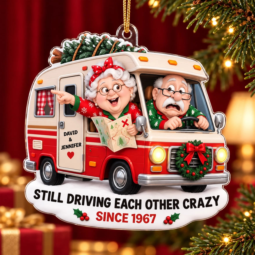 Personalized Funny Couple Christmas RV Acrylic Ornament, Still Driving Each Other Crazy, Gift for Grandparents