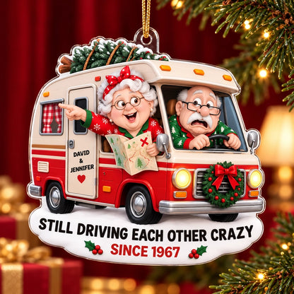 Personalized Funny Couple Christmas RV Acrylic Ornament, Still Driving Each Other Crazy, Gift for Grandparents