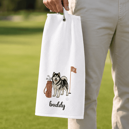 Personalized Embroidered Golf Towel with Custom Pet Portrait & Name, Unique Golf Gift for Golfers and Pet Lovers