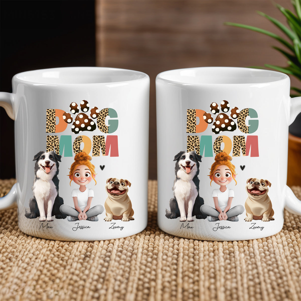 Cartoon Dog Mom Custom Mug – A Unique Surprise for Mother's Day, Valentine's Day, or Pet Lovers