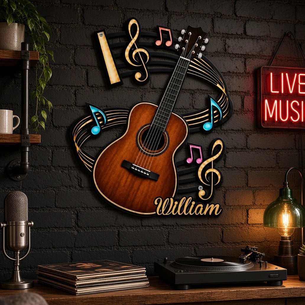 Guitar Corner Shaped Metal Sign, Personalized Music Wall Decor, Creative Gift for Musicians and Friends