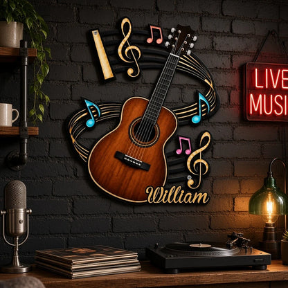Guitar Corner Shaped Metal Sign, Personalized Music Wall Decor, Creative Gift for Musicians and Friends