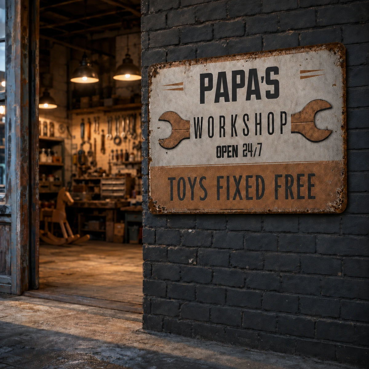 Personalized Grandpa Workshop Vintage Iron Sign, Rustic Garage Decor, Custom Gift for Papa, Pawpaw or Grandad