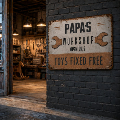Personalized Grandpa Workshop Vintage Iron Sign, Rustic Garage Decor, Custom Gift for Papa, Pawpaw or Grandad