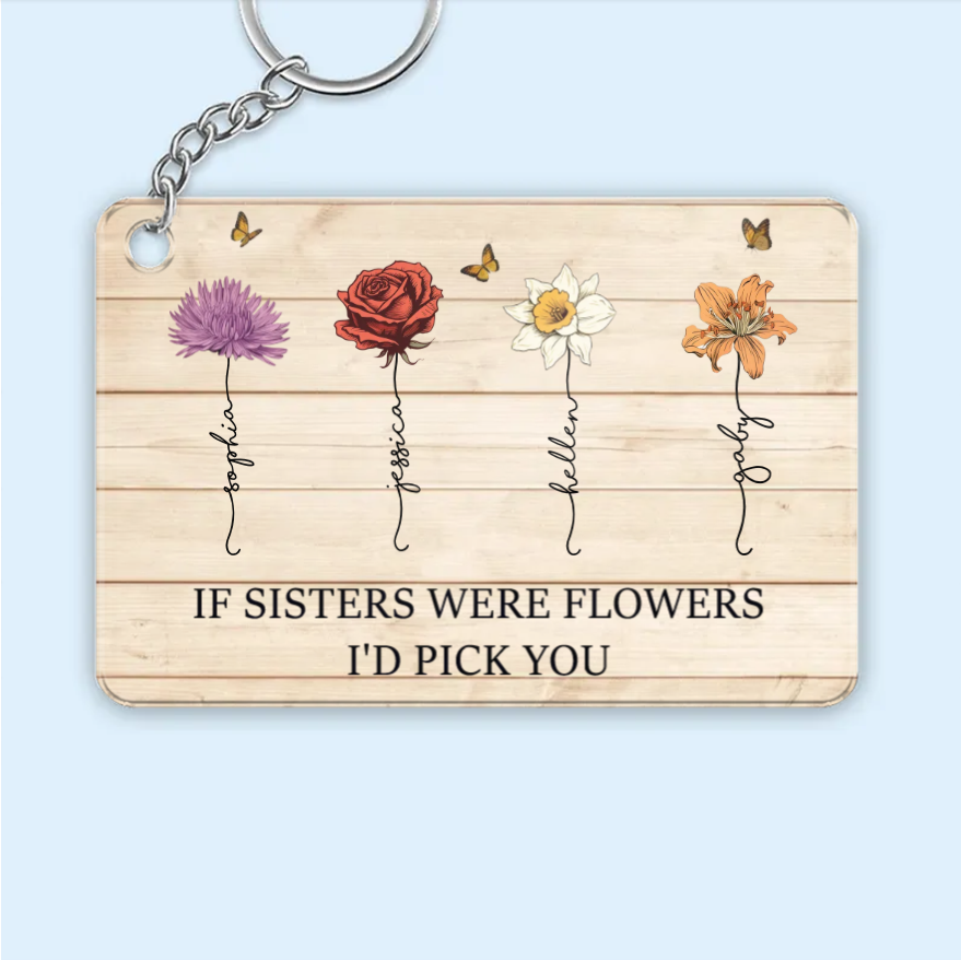 Custom personalized gift surprise with 'If Friends Were Flowers I'd Pick You' plaque, poster, ornament, jewelry dish, or keychain design