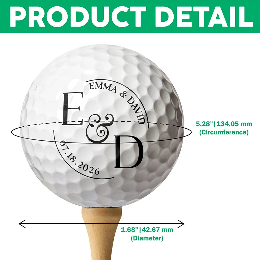 Personalized Golf Ball with Elegant Couple Monogram, Unique Wedding Gift for Golf Lovers