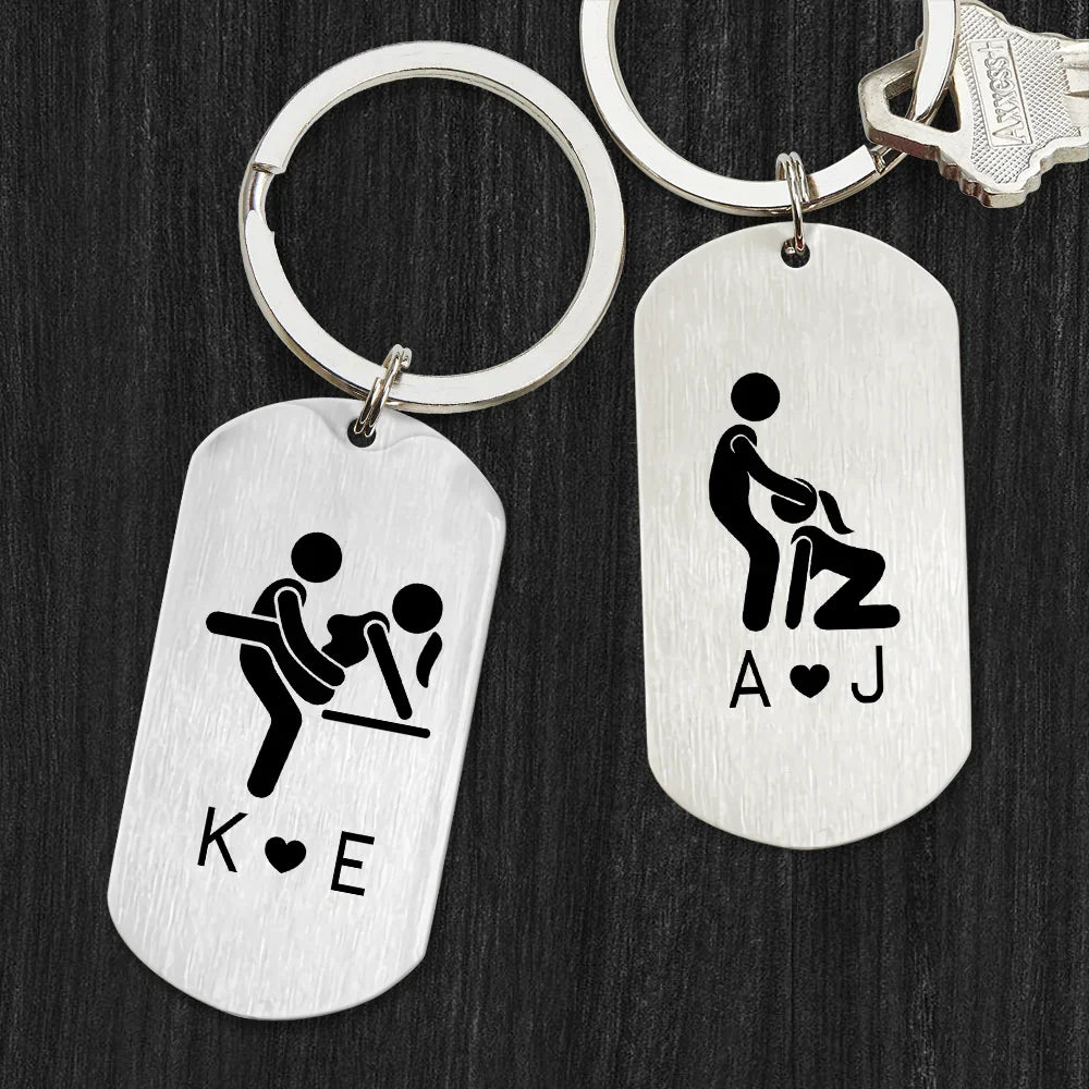 Personalized Metal Keychain with Intimate Couple Pose, Creative Romantic Keepsake Gift