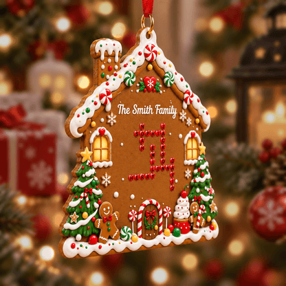 2-Layer Wooden Ornament, Personalized Family Word Puzzle in a Gingerbread House, Creative Christmas Keepsake Gift