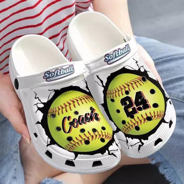 Softball And Baseball Personalized Name And Number Multicolor Clogs