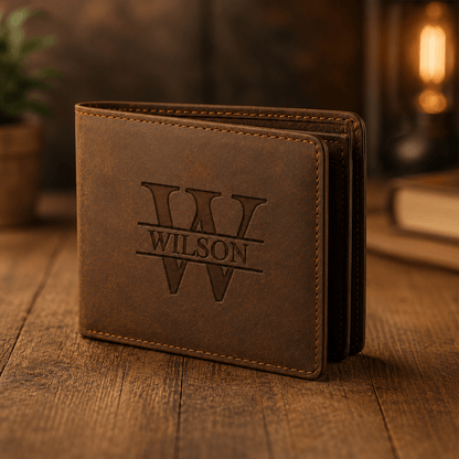 Personalized Engraved Men’s Wallet, Custom Monogram & Name Bifold Wallet, Father’s Day or Birthday Gift for Him