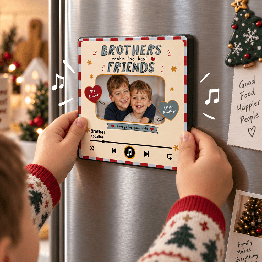 Personalized Acrylic Music Magnet, Custom Photo Gift for Brothers or Sisters, Choose Brothers or Sisters, Unique Sibling Keepsake