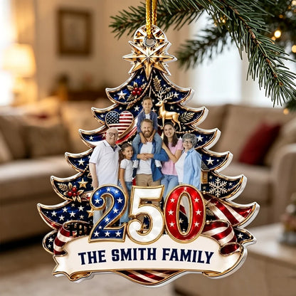 America's 250th Anniversary Acrylic Ornament, Personalized Patriotic Family Portrait, Creative Keepsake Gift