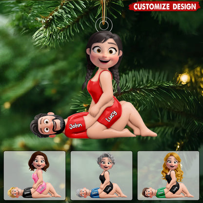 Naughty Couple Acrylic Ornament Personalized with Your Characters, Playful Cartoon Design for Sexy Romantic Gift