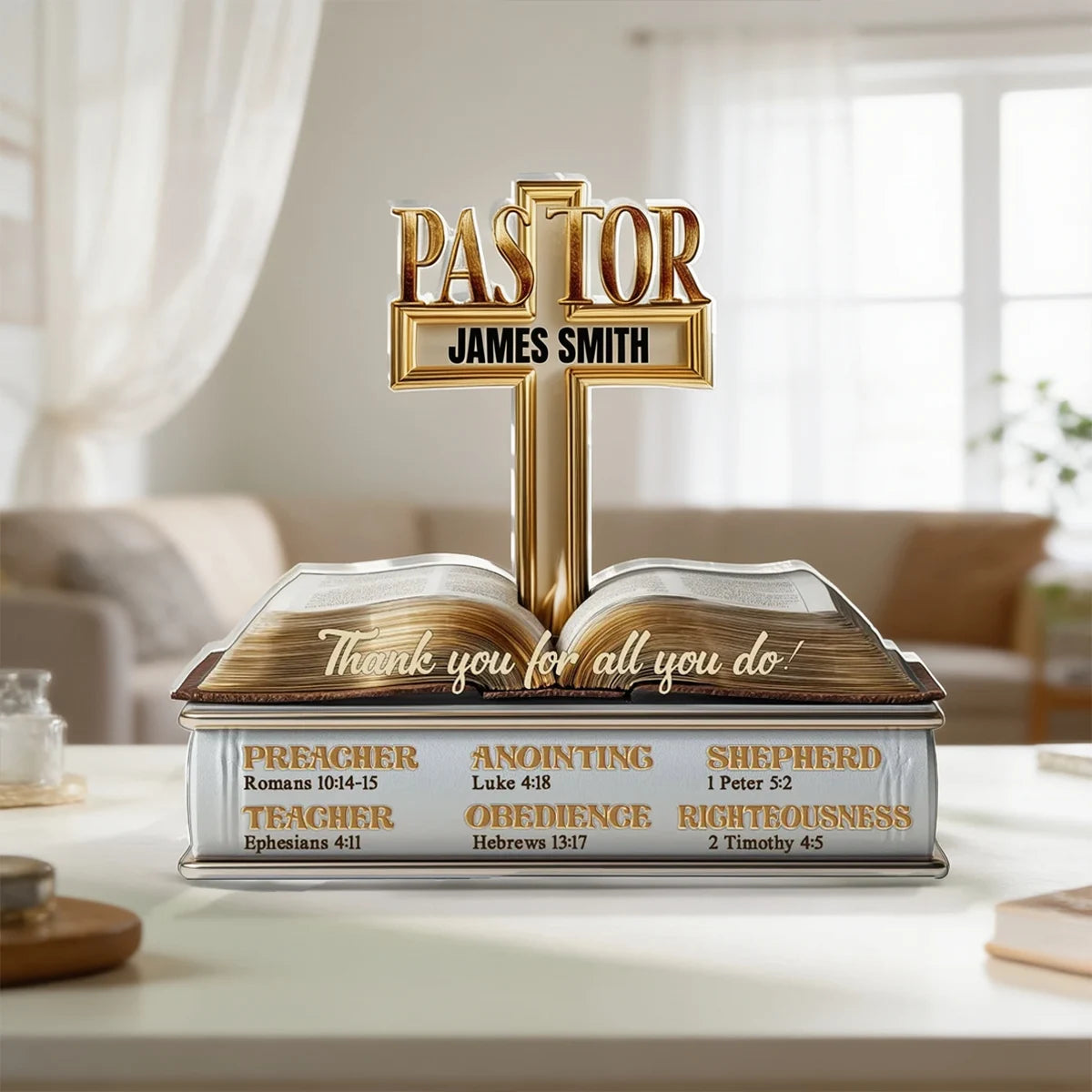 Thank You for All You Do Personalized Shaped Acrylic Block Plaque, Creative Faith Gift for Pastor