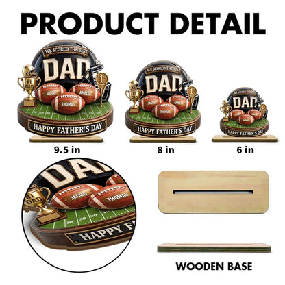 We Scored The Best Dad 2-Layer Wooden Plaque, Football Keepsake for Father's Day, Creative Gift
