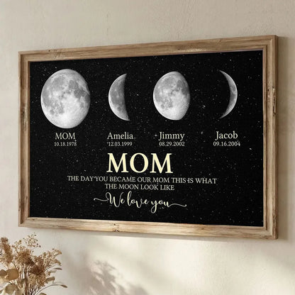 Personalized Moon Phase Dad Poster, Custom Family Keepsake Wall Art, Unique Gift for Dad with Starry Night Vibe