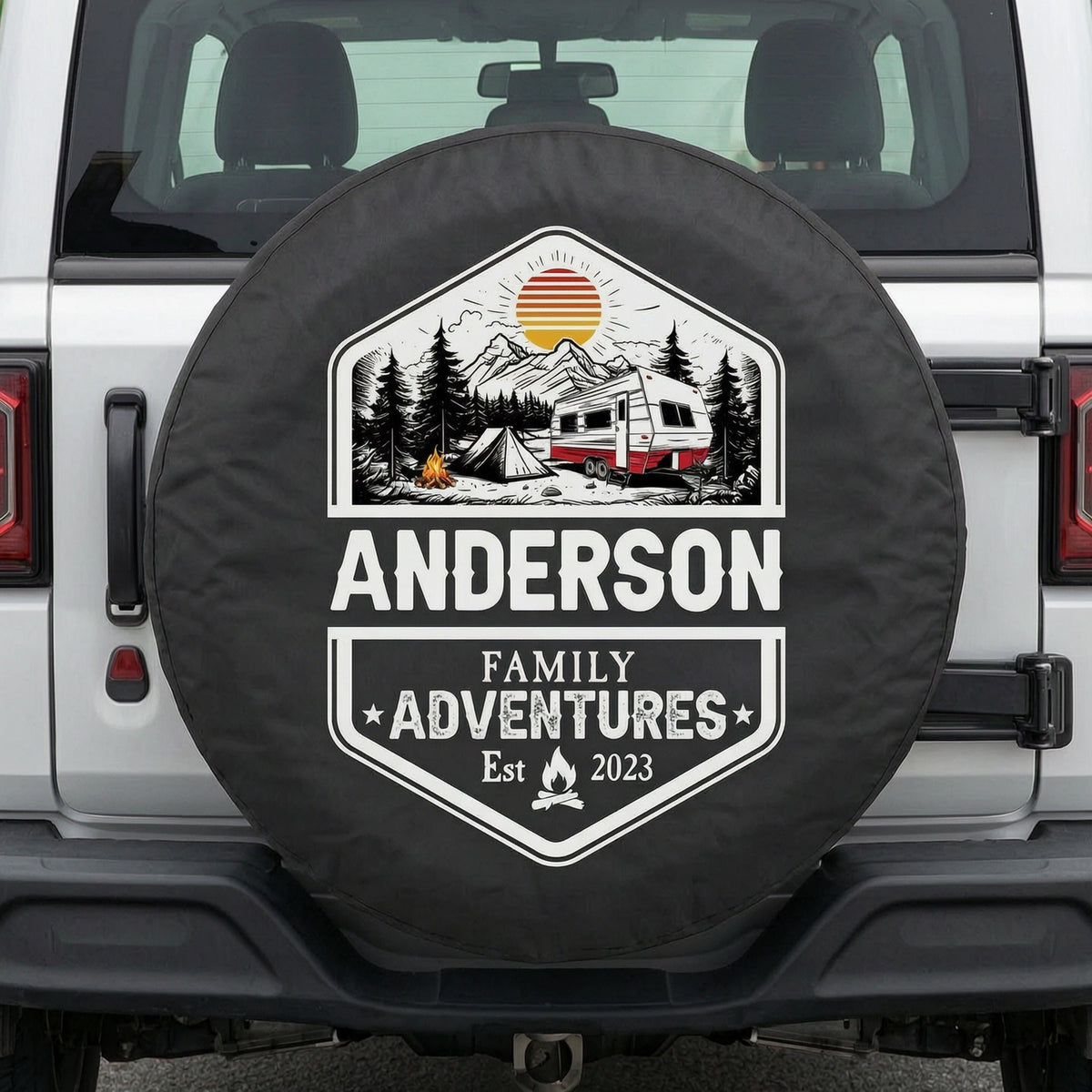 Personalized Enamel Mug with Mountain Camping Badge Design for Family Adventures, Unique Outdoor Gift for Travel Lovers