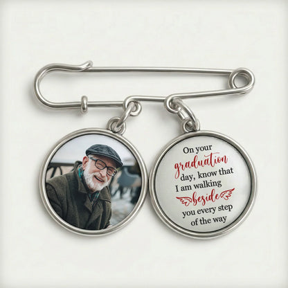 Graduation Walking Beside You Every Step Alloy Charm Lapel Pin With Photo Charms - Unique Gift for Graduate
