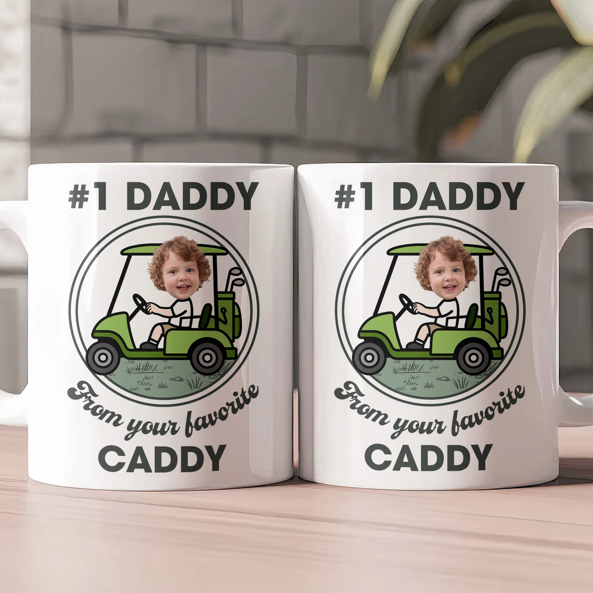 Custom White Ceramic Mug for No. 1 Daddy, Cute Golf Caddy Design, Creative Gift for Dad's Morning Coffee