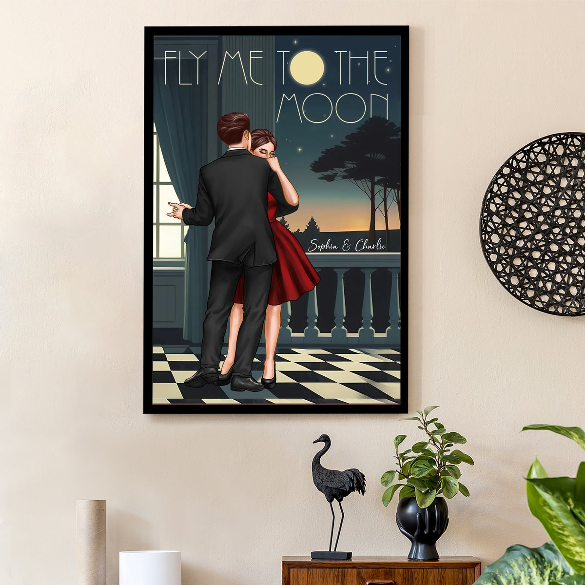 Celebrate Your Love and Passion for Dance - Couple Dancing In Moonlight Couple Anniversary Gift Valentine's Day Gift Personalized Poster