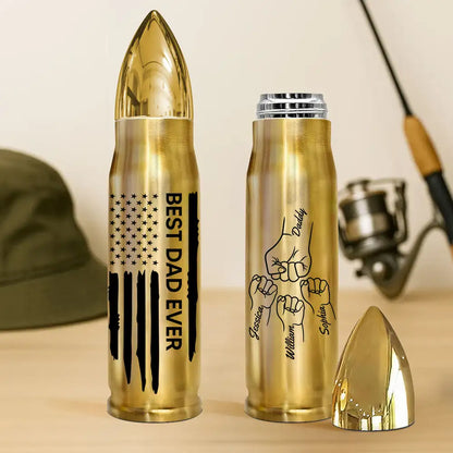 “Best Papa Ever” Bullet Tumbler – Personalized Fist-Bump Names, Father’s Day Gift